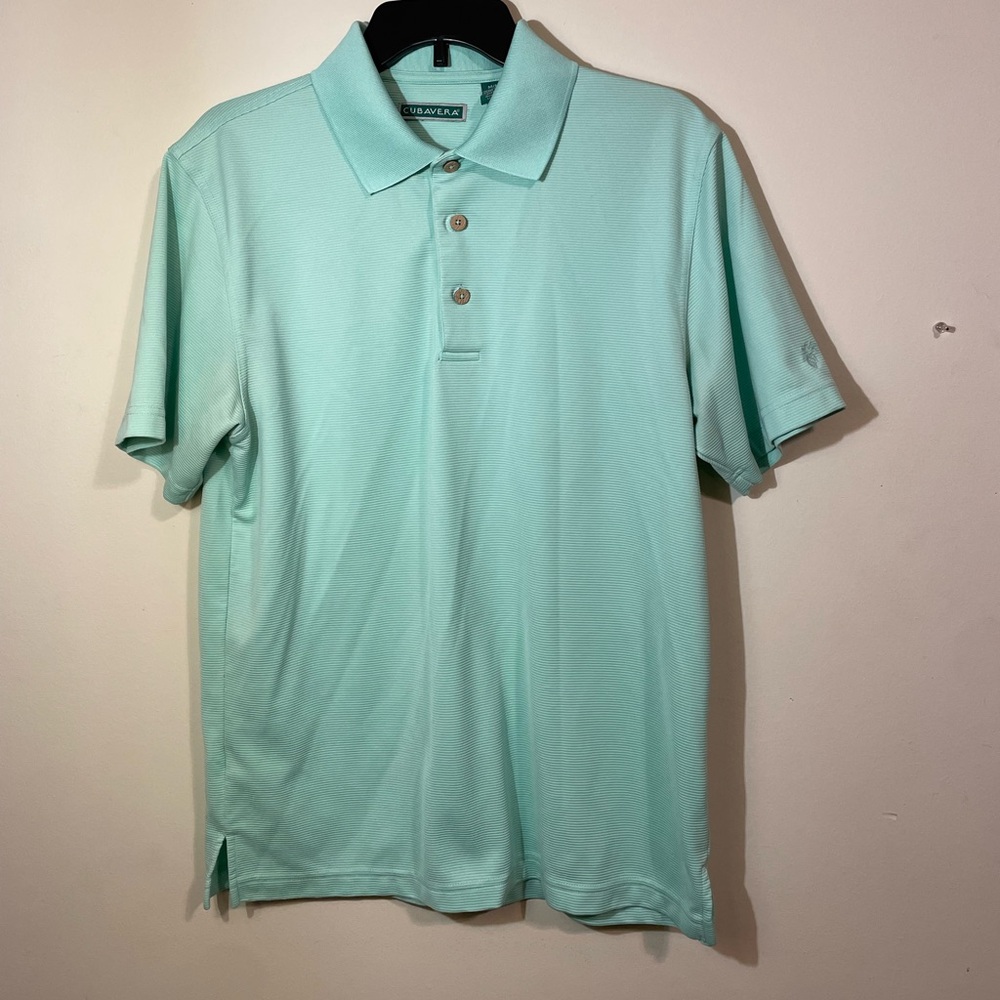 Cubavera Polo‎ Mens Medium Mint Green Short sleeve ribbed Golf shirt like new